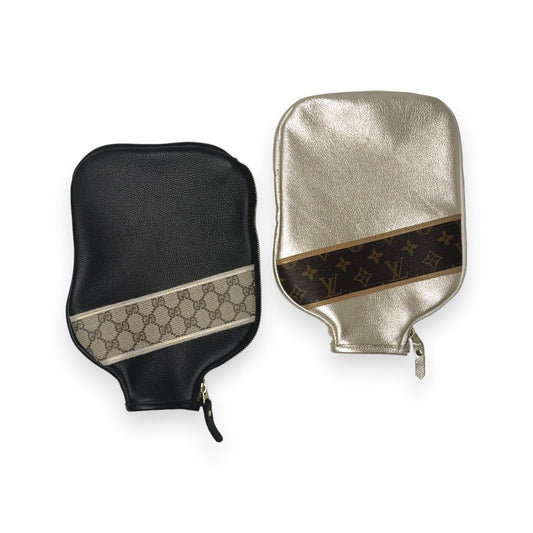 Posh Paddle Cover For Pickleball In Leather | Upcycled LV, GG