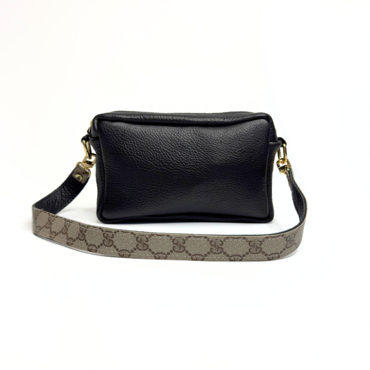 Val Shoulder Bag In Black Leather | Upcycled Gucci