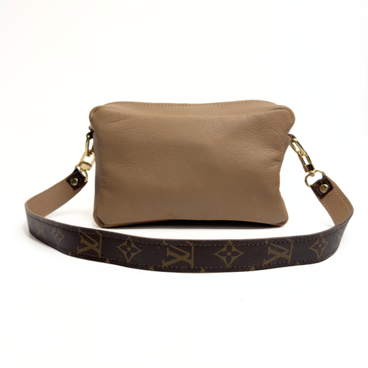 Val Shoulder Bag In Mocha Mousse Leather | Upcycled LV