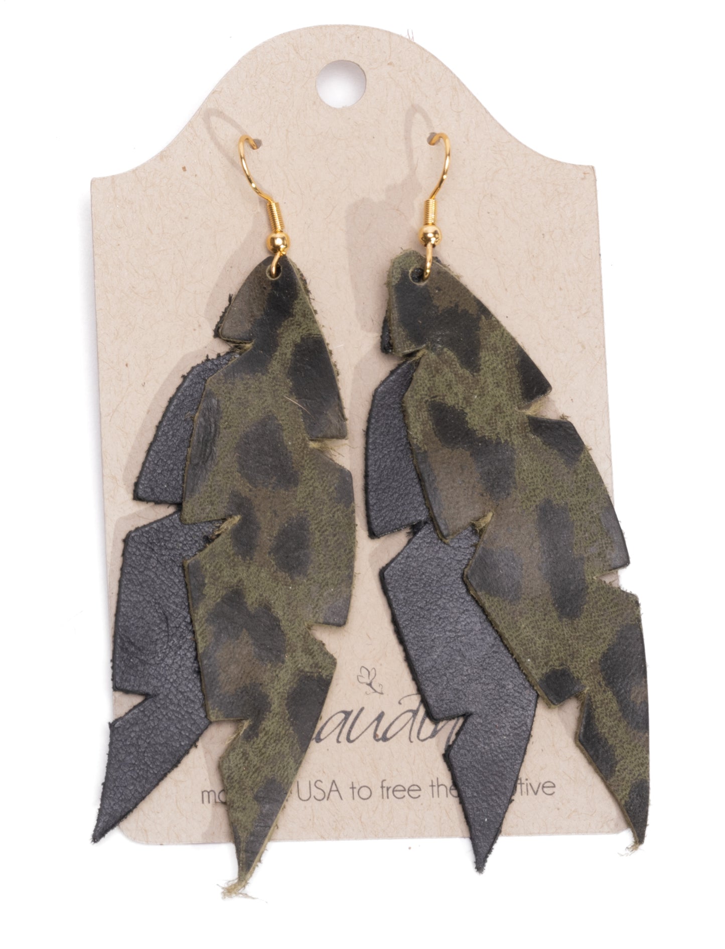 Dove Feather Earrings In Leather (Pre Made)