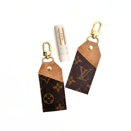 Lip Keeper Lip Balm Holder In Bronze Leather | Upcycled LV (Limited Edition)