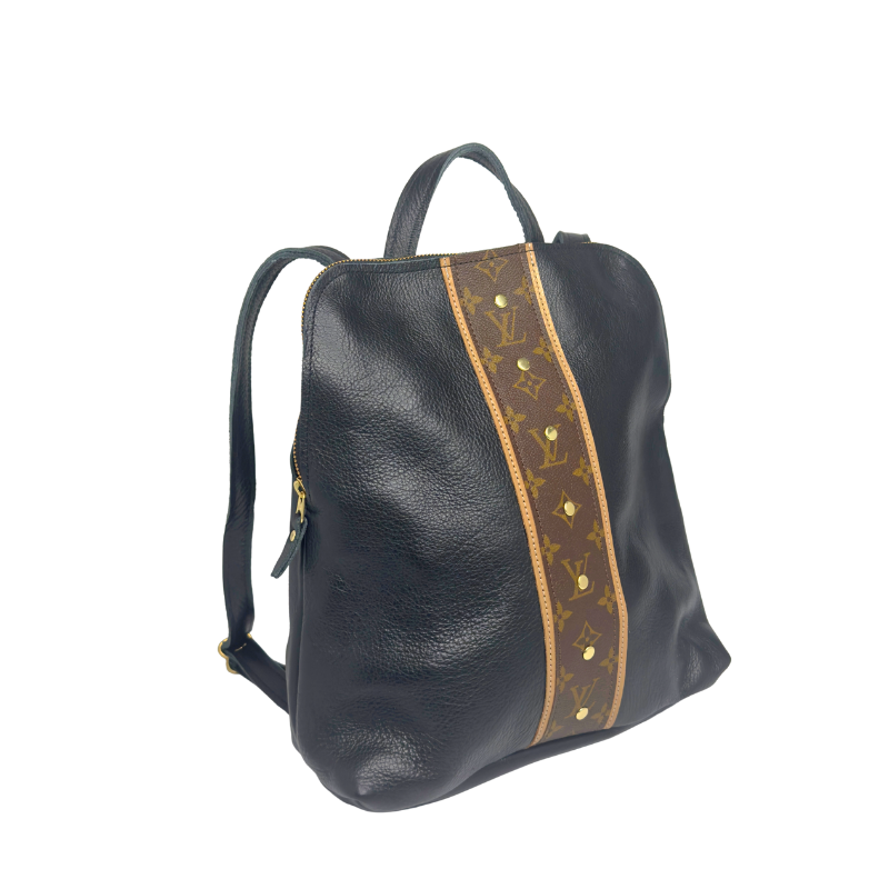 Riley Backpack in Black Leather | Upcycled LV