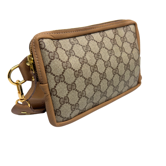 Bella Belt Bag In Mocha Mousse Leather | Upcycled GG Full Front