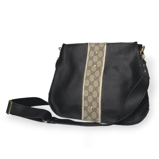 Alison Crossbody In Black Leather | Upcycled GG