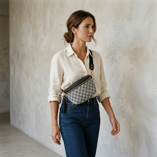 Upcycled GG Full Front Belt Bag in Black Leather | Britt (Limited Edition)