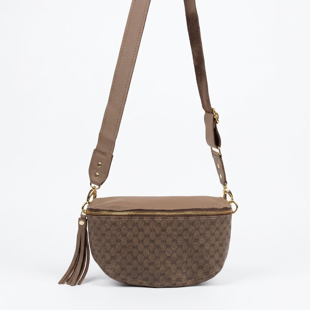 Upcycled GG Full Front Belt Bag in Mocha Mousse Leather | Britt (Limited Edition)