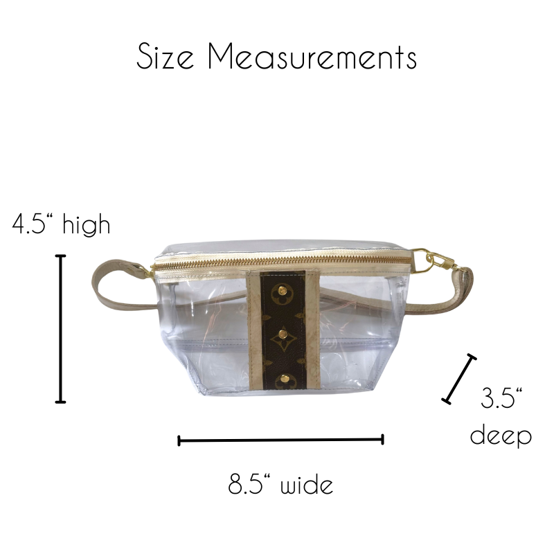 measurements of designer clear belt bag