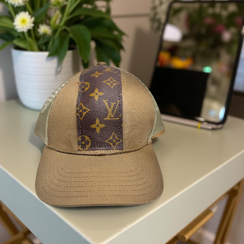 Couture Cap Trucker Hat In Upcycled LV, GG