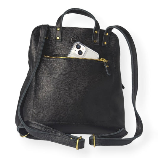 Riley Backpack in Black Leather | Upcycled Gucci