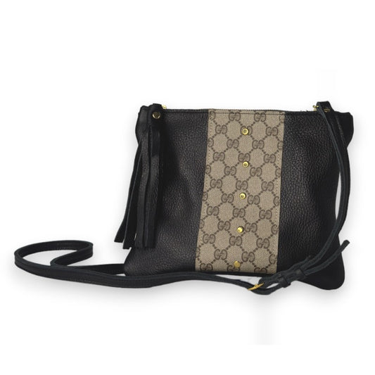 Caroline Crossbody Bag in Black Leather | Upcycled GG