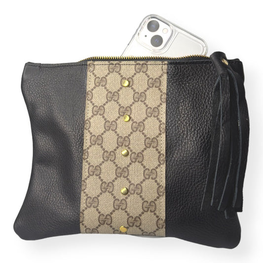 Caroline Crossbody Bag in Black Leather | Upcycled GG