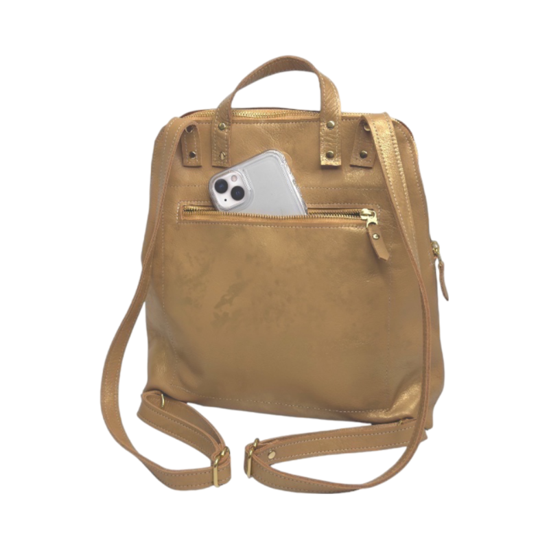 Riley Backpack in Bronze Leather | Upcycled Louis Vuitton Full front