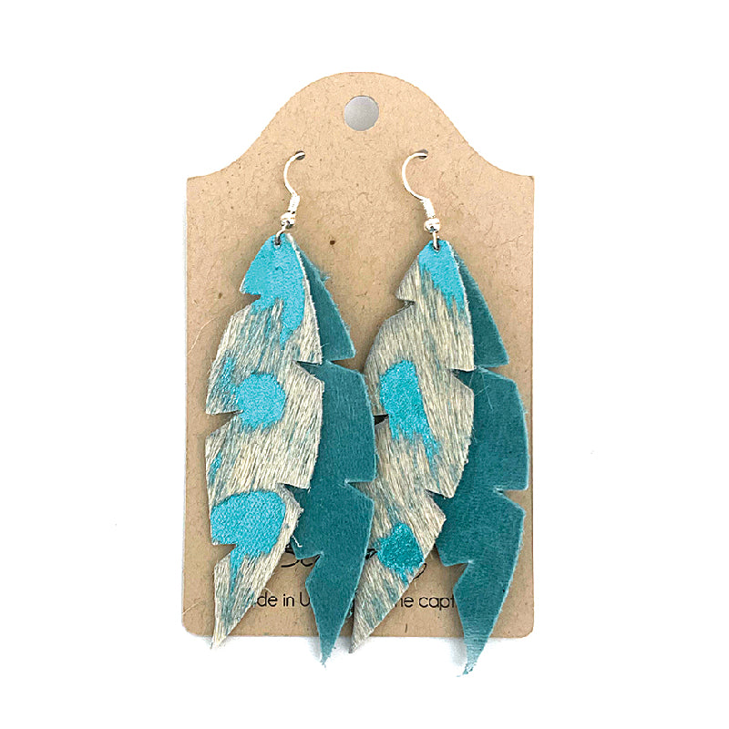 Dove Feather Earrings In Leather (Pre Made)