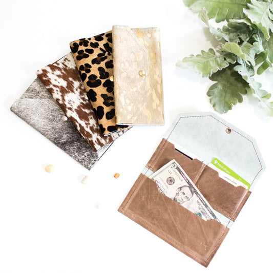 Large Wallet In Leather, Hair on Hide (Pre Made)