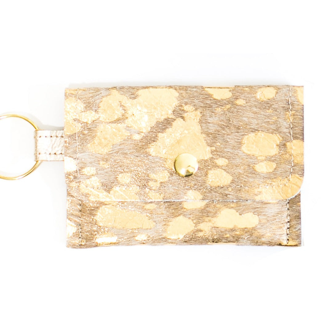 Keychain Wallet In Leather, Hair on Hide (Pre Made)