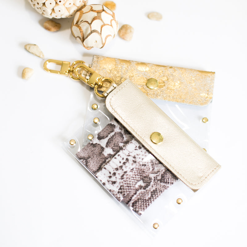 Clear Keeper Card Holder In Vinyl, Leather (Pre Made)