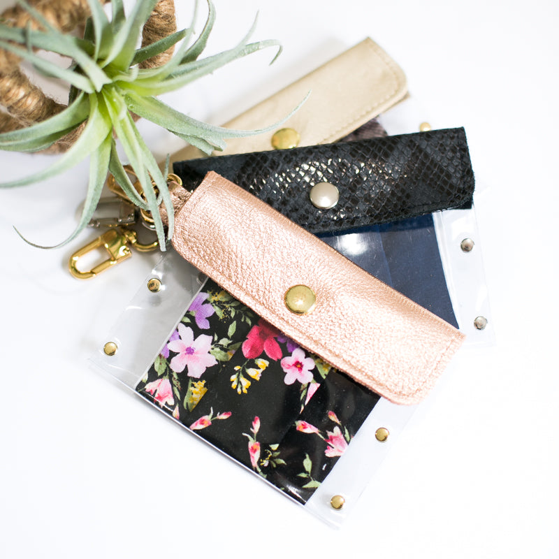 Clear Keeper Card Holder In Vinyl, Leather (Pre Made)