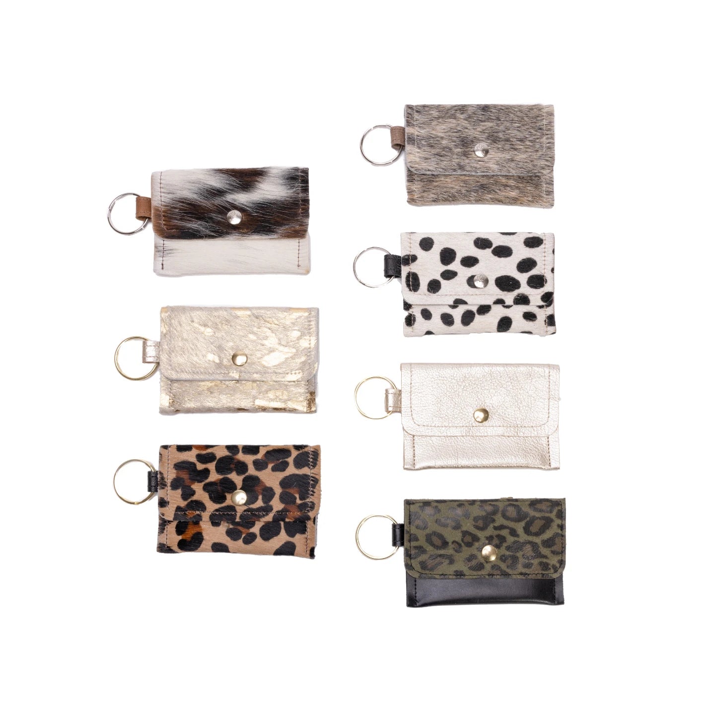 Keychain Wallet In Leather, Hair on Hide (Pre Made)