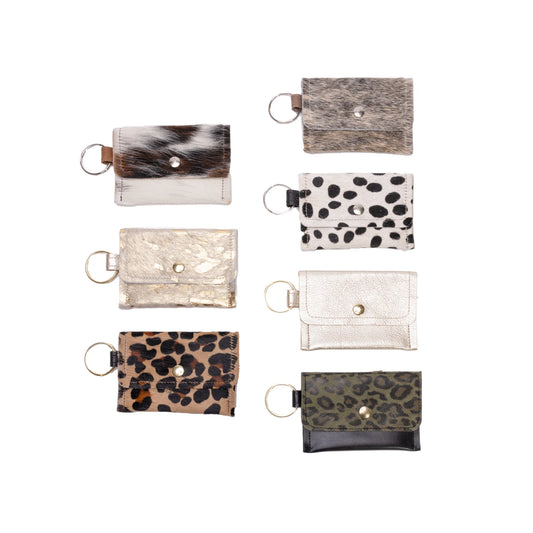 Keychain Wallet In Leather, Hair on Hide (Pre Made)