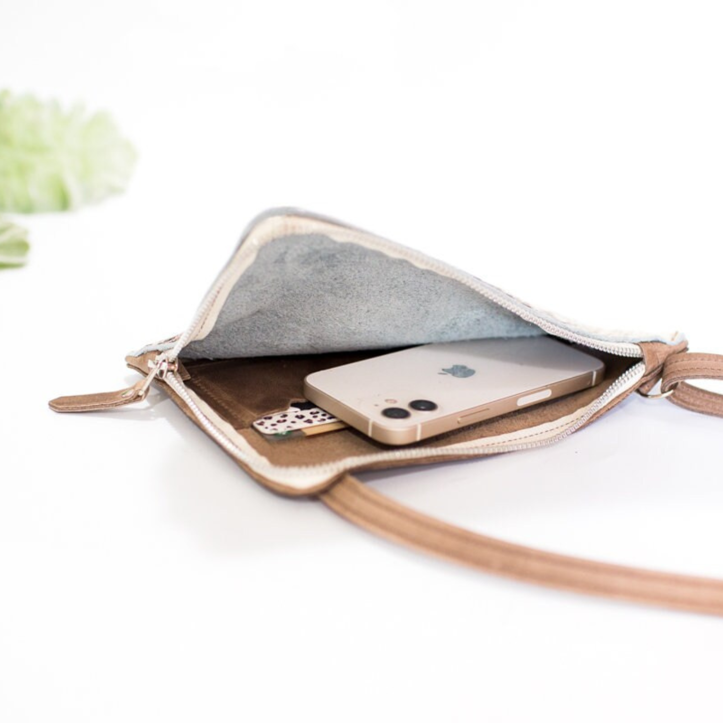 Zoe Cowhide Crossbody | Brindle Cowhide Fur Purse - Light Brown Leather with hair on Bag and Wallet Card Pockets