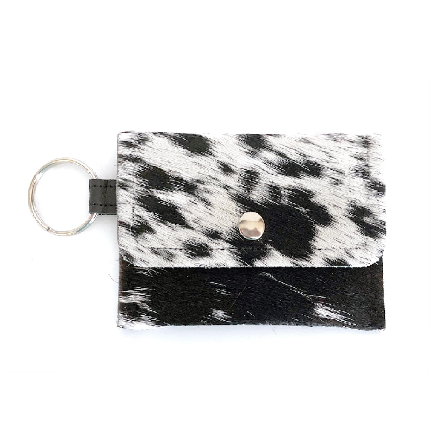 Keychain Wallet In Leather, Hair on Hide (Pre Made)