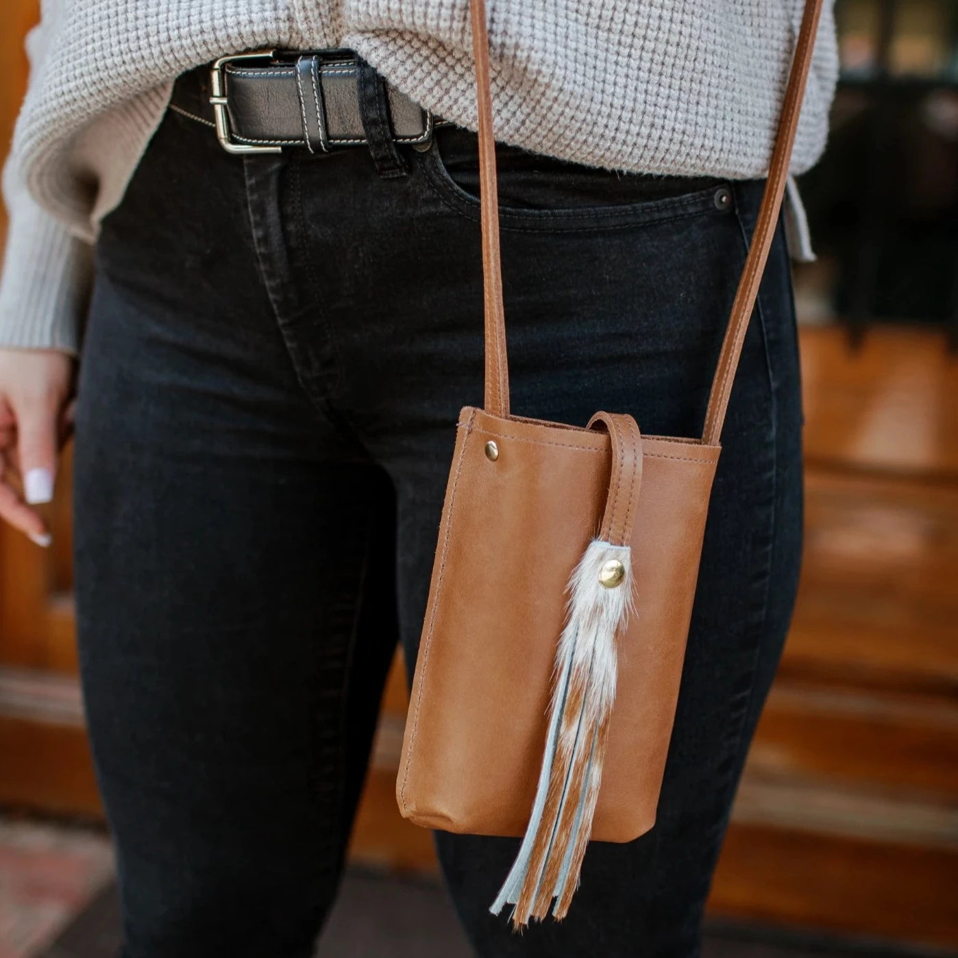 Phone Purse - Brown+White