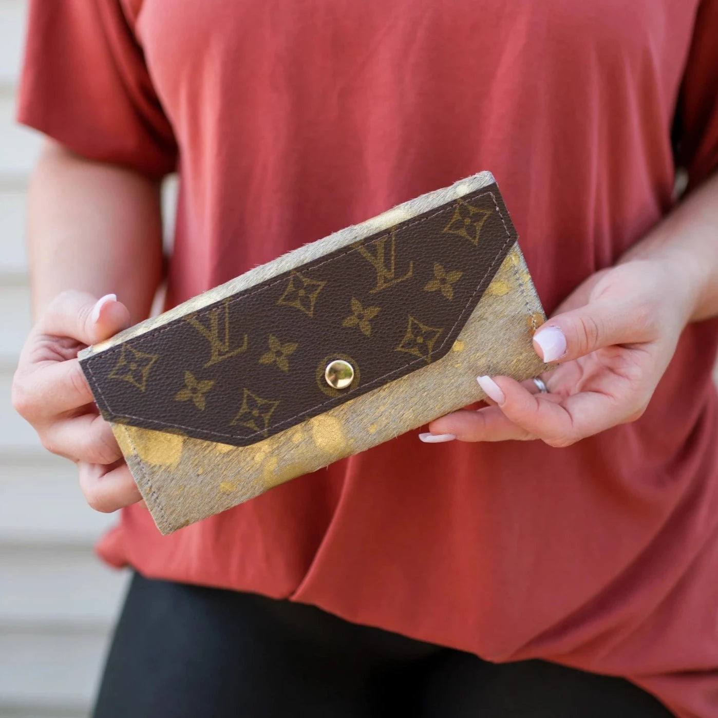 Large Wallet In Leather | Upcycled LV (Pre Made)