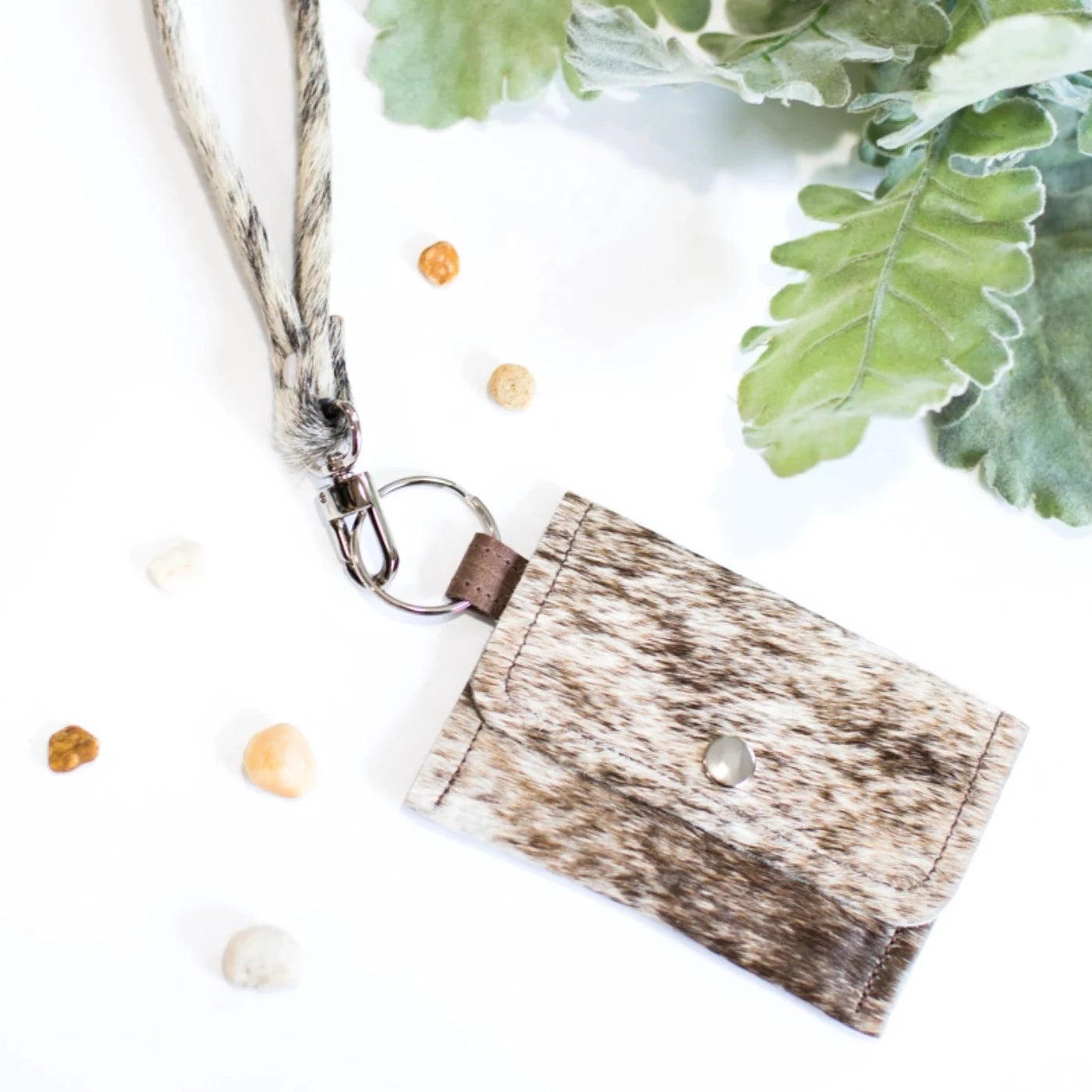 Keychain Wallet In Leather, Hair on Hide (Pre Made)