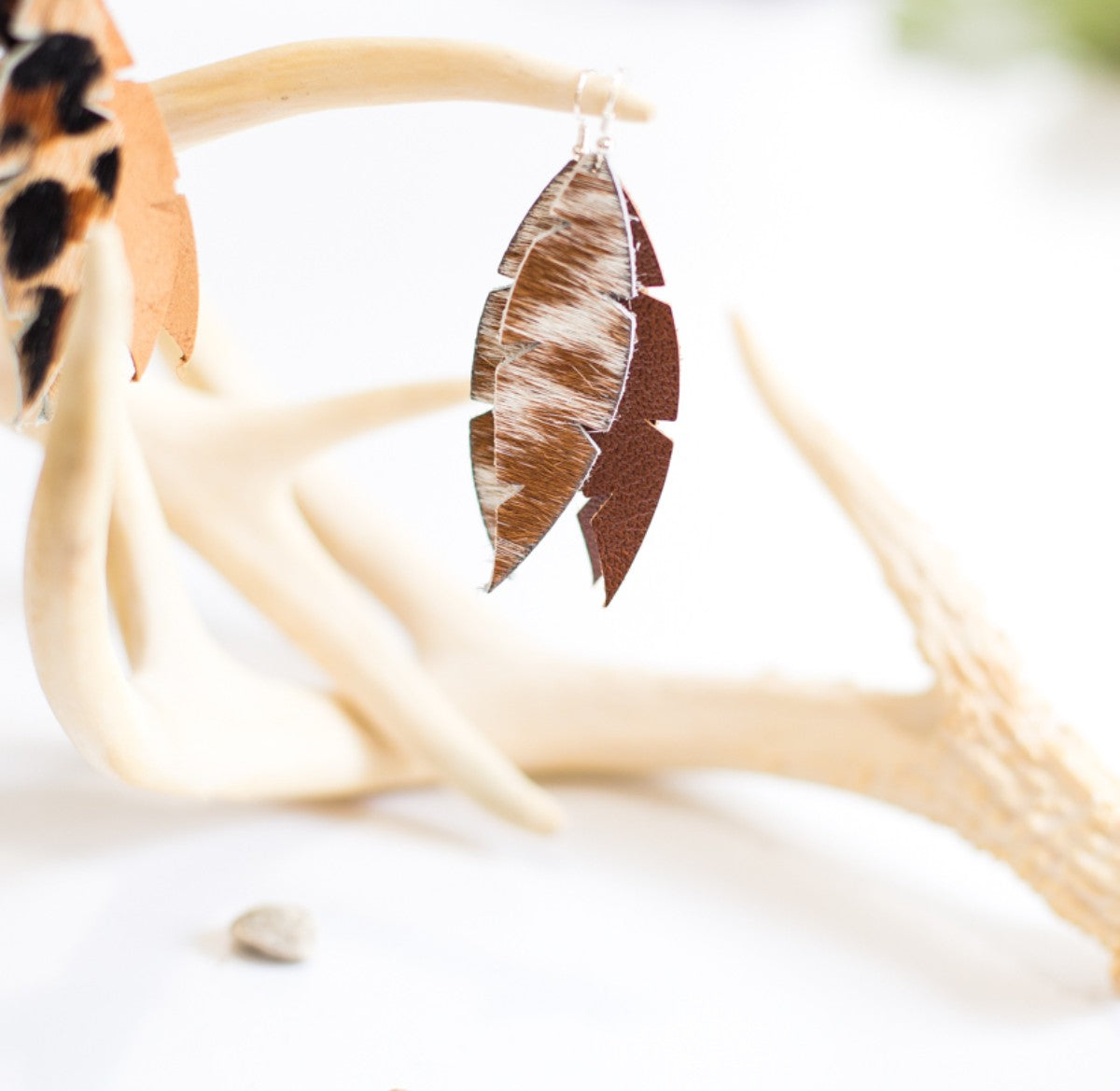 Dove - Leather Feather Earrings (Pre Made)