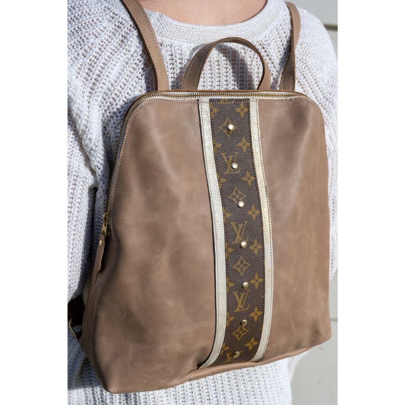 Upcycled Louis Vuitton Backpack in Mocha Leather  (Pre Made)
