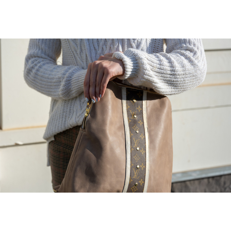 Upcycled Louis Vuitton Backpack in Mocha Leather  (Pre Made)
