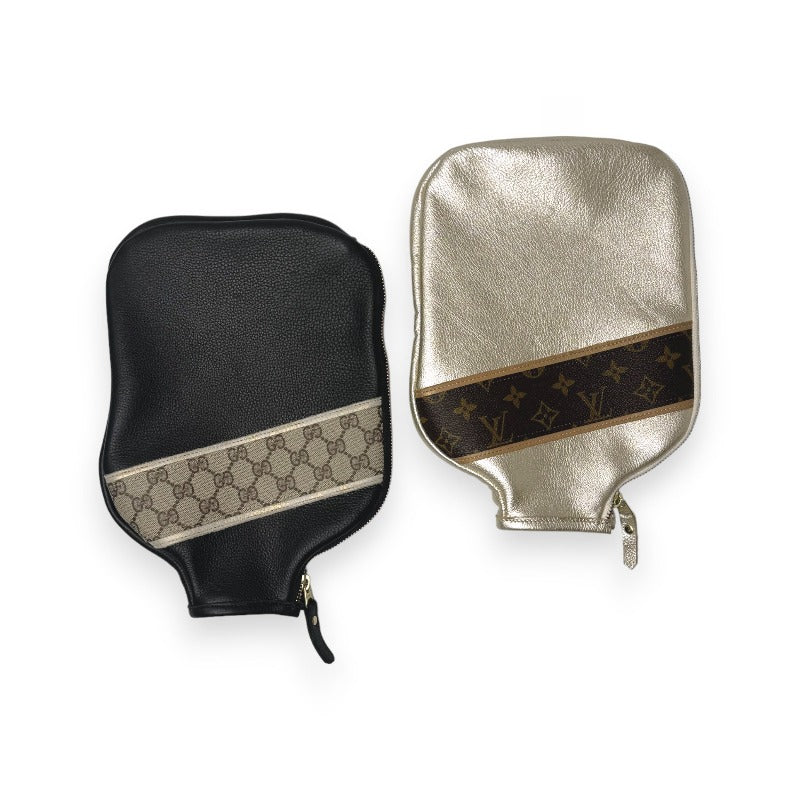 Posh Paddle Cover For Pickleball In Leather | Upcycled LV, GG