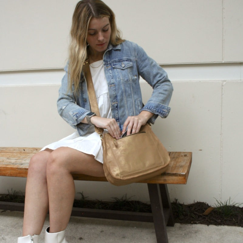 Alison Crossbody In Bronze Leather | Upcycled LV