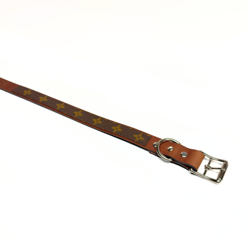 Posh Pet Collar | Upcycled LV & Leather