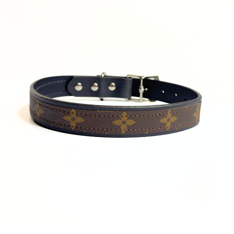 Posh Pet Collar | Upcycled LV & Leather