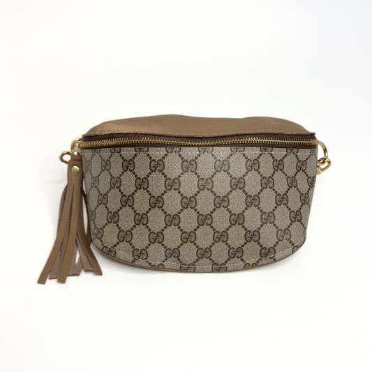 Upcycled GG Full Front Belt Bag in Mocha Mousse Leather | Britt
