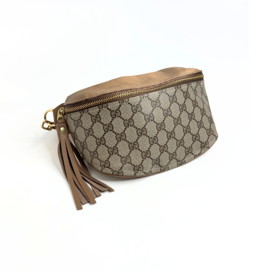 Upcycled GG Full Front Belt Bag in Mocha Mousse Leather | Britt