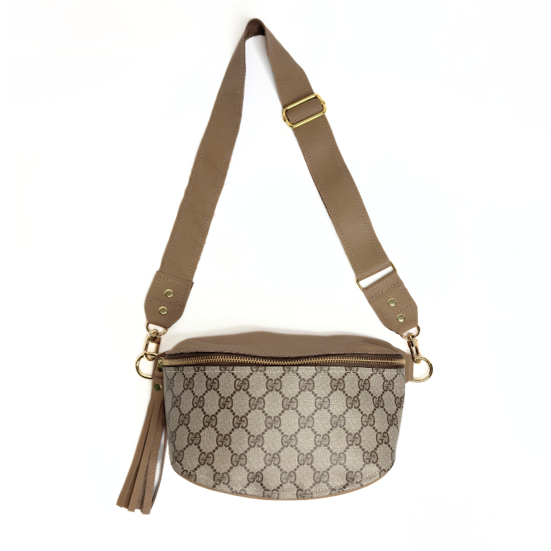 Upcycled GG Full Front Belt Bag in Mocha Mousse Leather | Britt