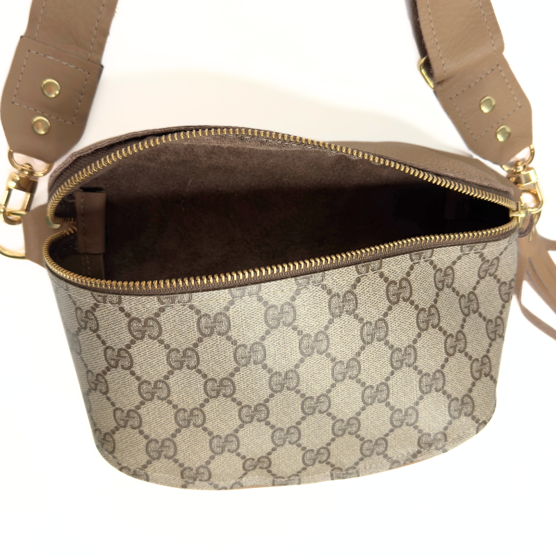 Upcycled GG Full Front Belt Bag in Mocha Mousse Leather | Britt