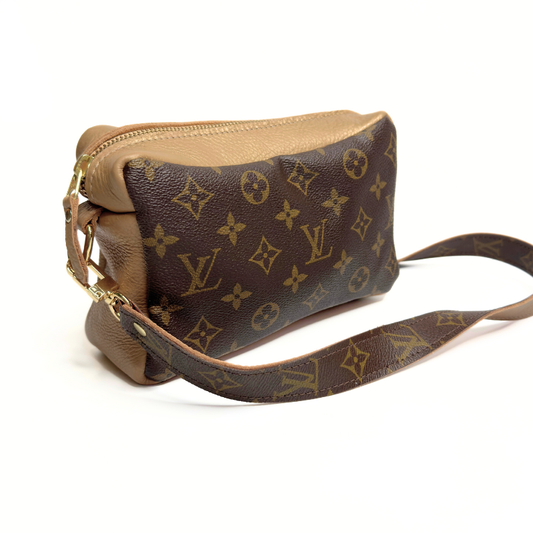 Val Shoulder Bag In Bronze Leather | Upcycled LV Full Front