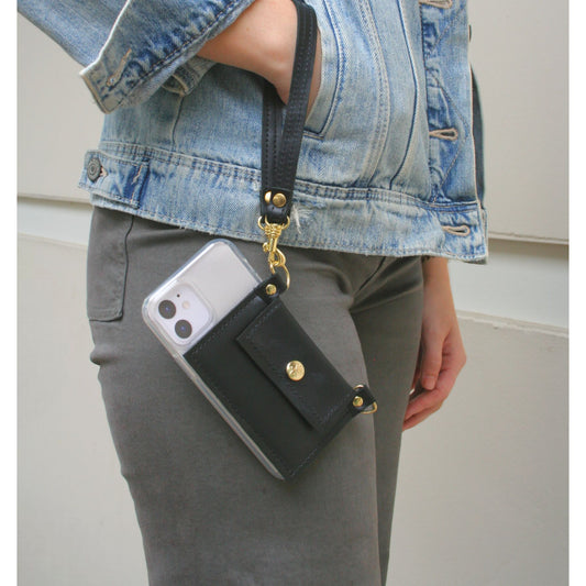 Eva Phone Wallet In Black Leather (Pre Made)