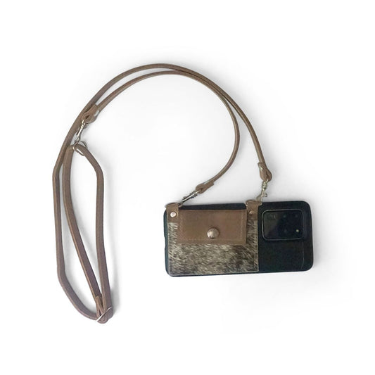 Eva Phone Wallet In Mocha Leather | Brindle (Pre Made)