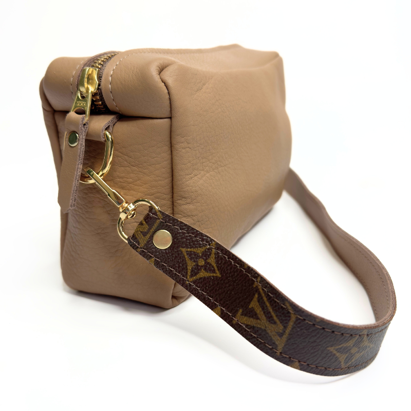 Val Shoulder Bag In Mocha Mousse Leather | Upcycled LV
