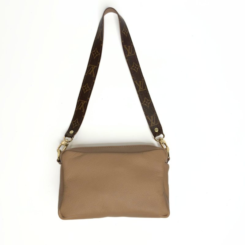 Val Shoulder Bag In Mocha Mousse Leather | Upcycled LV