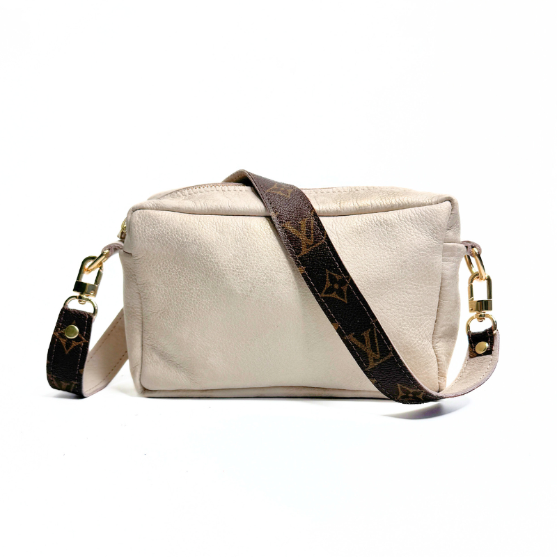 Val Shoulder Bag In Stone Leather | Upcycled LV