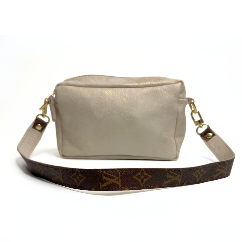 Val Shoulder Bag In Stone Leather | Upcycled LV