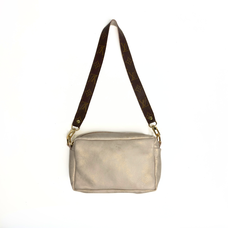 Val Shoulder Bag In Stone Leather | Upcycled LV
