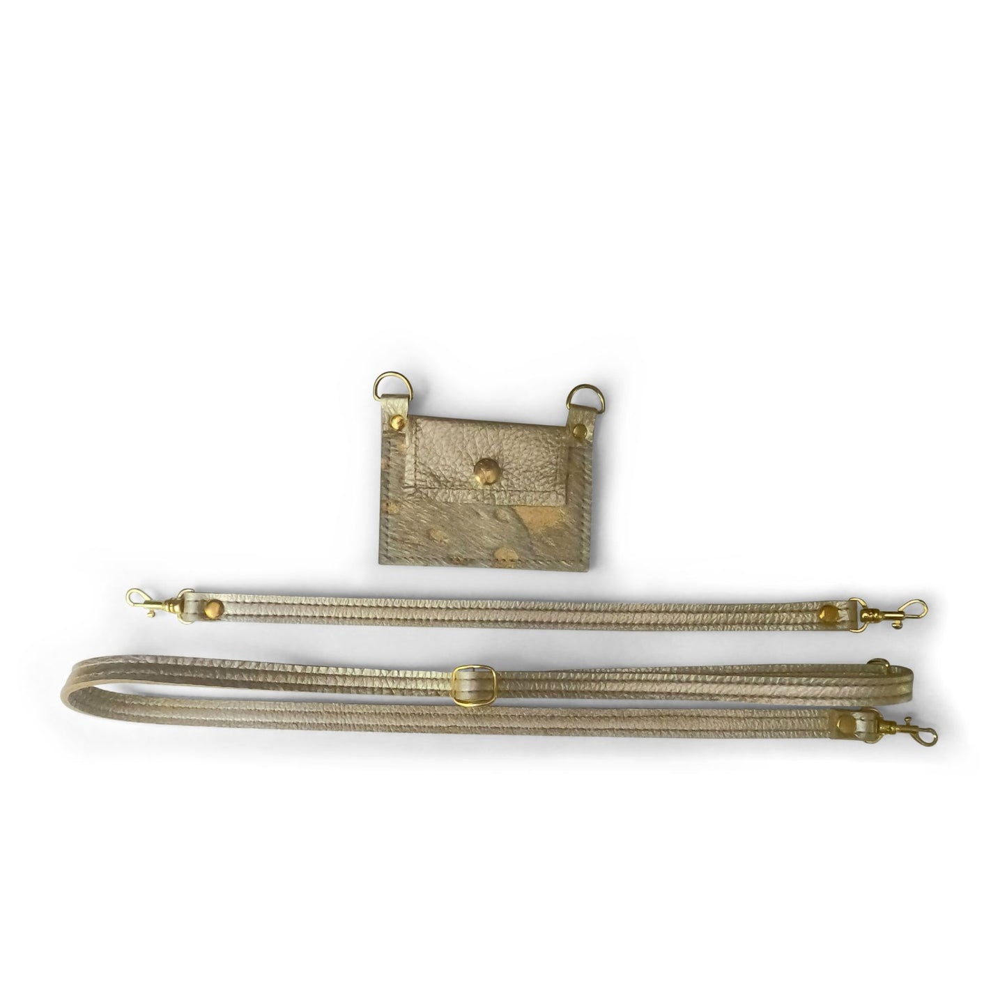 Eva Phone Wallet In Platinum Leather | Gold (Pre Made)