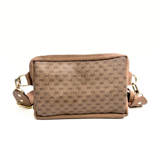 Bella Belt Bag In Mocha Mousse Leather | Upcycled GG Full Front (Limited Edition)