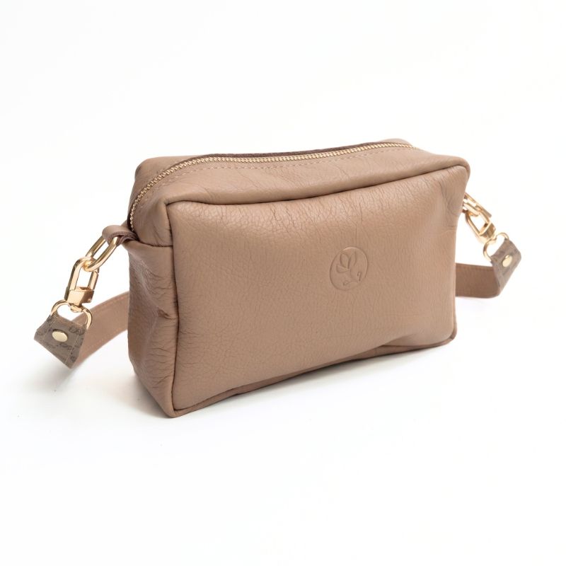 Val Shoulder Bag in Mocha Mousse Leather | Upcycled Micro GG Full Front (Limited Edition)